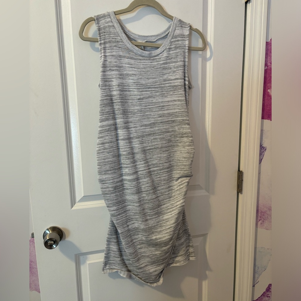 Pinkblush Grey Faux Wrap Fitted Terry Maternity Dress
